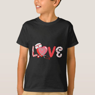Camiseta Amor Stethoscope Enfermeira Dia de os namorados de