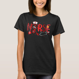 Camiseta Amor Stethoscope Enfermeira Vida Valentim Dia Leop