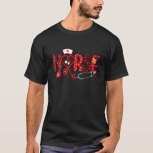 Camiseta Amor Stethoscope Enfermeira Vida Valentim Dia Leop
