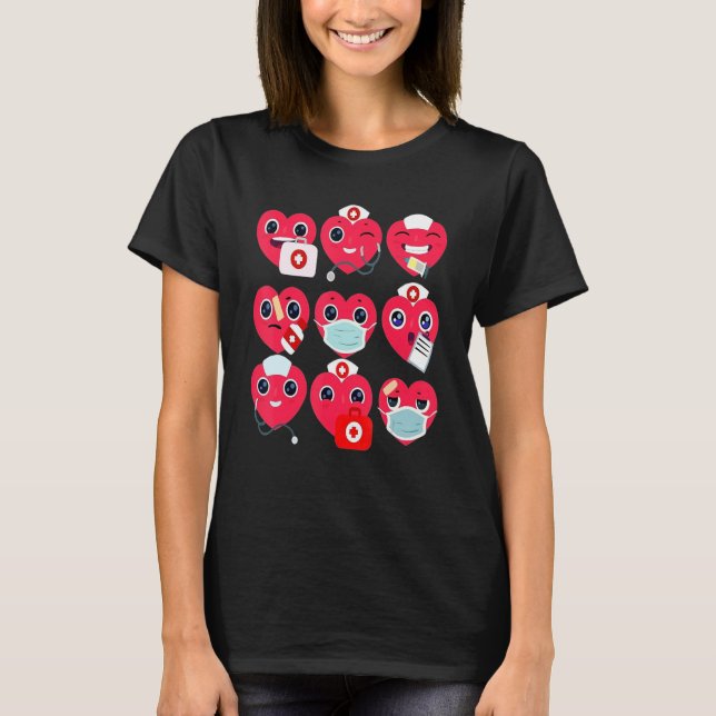 Camiseta Amor, Stetoscope, Enfermeira do Coração Feliz Dia  (Frente)