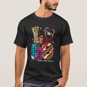 Camiseta AMOR Stetoscope Pegada de Pegada Mãe Enfermeira-Mã