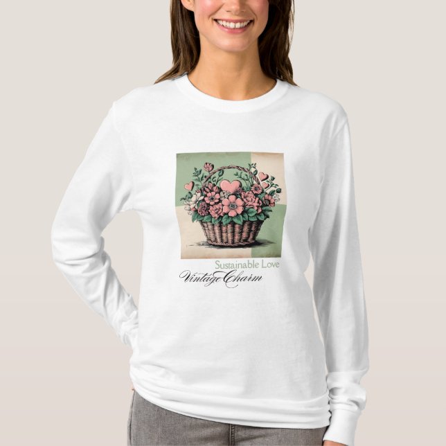 Camiseta Amor Sustentável, Charme Vintage (Frente)