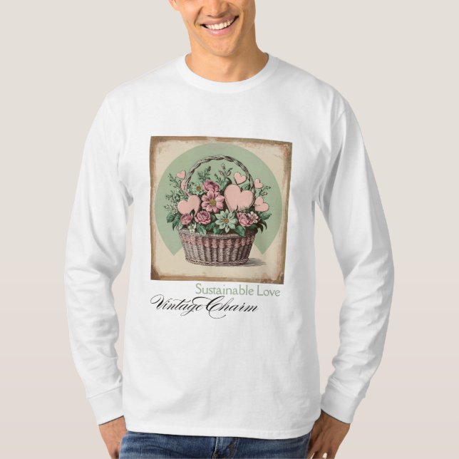 Camiseta Amor Sustentável, Charme Vintage (Frente)