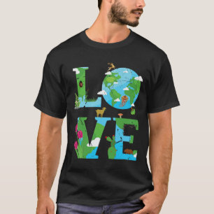 Camiseta Amor Terra Planeta Mundial Animal Ambiental Dia do