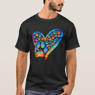 Camiseta Amor Tie Dye Cachorro Impressão de Pata Coração Am