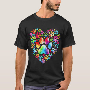 Camiseta Amor Tie Dye Cachorro Impressão de Pata Coração Am