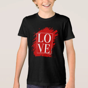 CAMISETA AMOR TIPOGRAFIA BRANCA ARTE VERMELHA