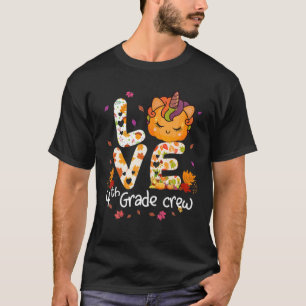 Camiseta Amor Tripulação do 4º ano Unicorn Pumpkin Hallo