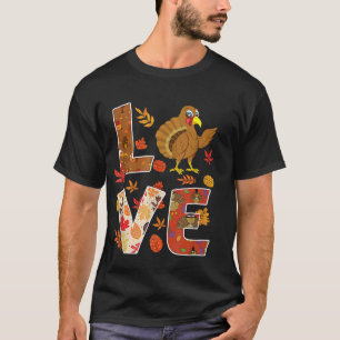 Camiseta Amor Turquia Ação de Graças Feliz Queda Vocês Todo
