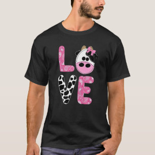 Camiseta Amor Vaca Prin Cowgirl Leite Vaca Padrão Crianças