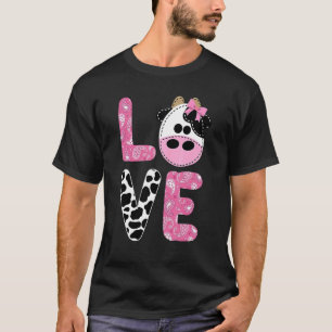 Camiseta Amor Vaca Prin Cowgirl Leite Vaca Padrão Crianças
