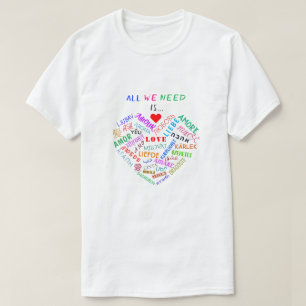 Camiseta AMOR - Vários Idiomas - Personalizável Internaci