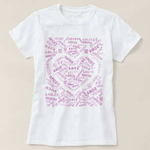 Camiseta AMOR - Vários Idiomas - Personalizável Internaci