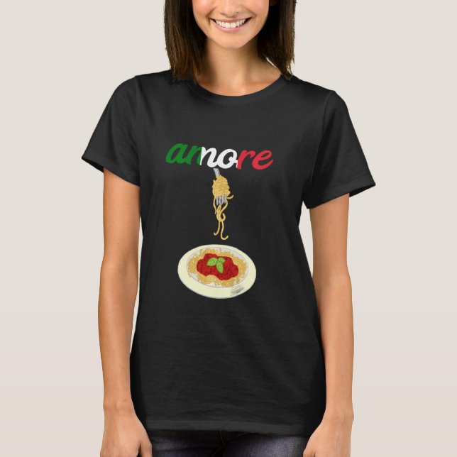 Camiseta Amore Italiana Spaghetti Lover Pasta Noodles Love  (Frente)