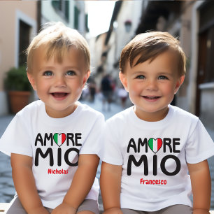 Camiseta AMORE MIO - Branco italiano Flag Heart