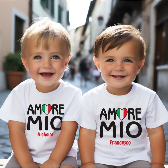 Camiseta AMORE MIO - Branco italiano Flag Heart (Criador carregado)