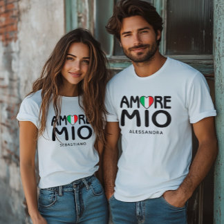 Camiseta Amore Mio Couples Italian Flag Heart White