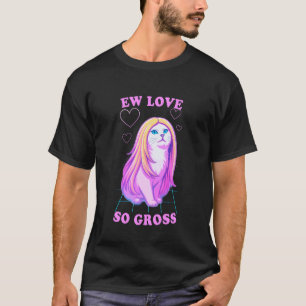 Camiseta Amorzinho Tão Nojento Gato Anti-Romance Divertido 