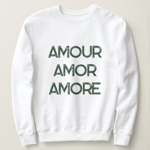 Camiseta Amour Amor Amore – Texto de Tipografia de Amor Rom