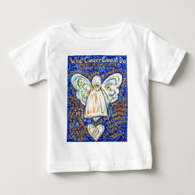 Camiseta &amp Azul; Anjo do Cancer Dourado - Grande (Frente)