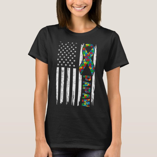 Camiseta Ampliação da Família Papaw, Autismo de Bandeira Am (Frente)