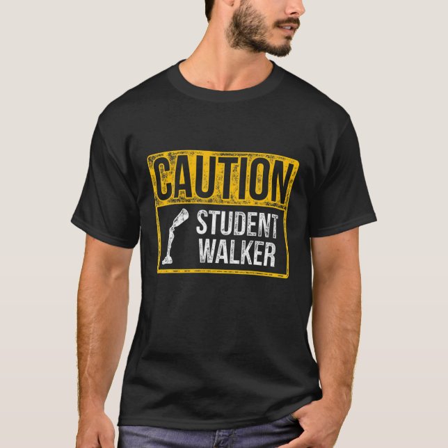 Camiseta Amputee Humor Estudante Caminhando Braço Perna Eng (Frente)