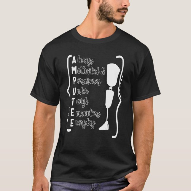Camiseta Amputee Motivada Persevera Disabi Prostético Da Pe (Frente)