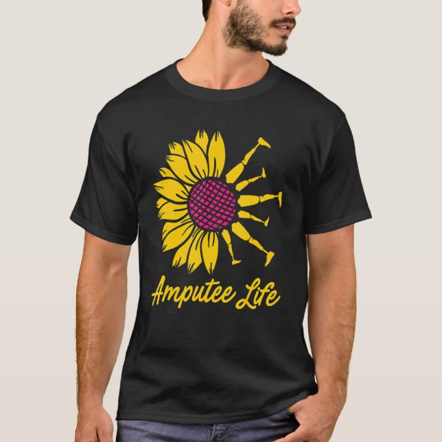 Camiseta Amputeo Humor Flor Perna de Vida Braço Engraçado R (Frente)