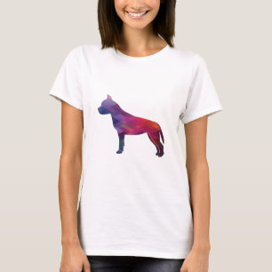 Camiseta Amstaff Dog Geométrica Patterna Silhouette Purple