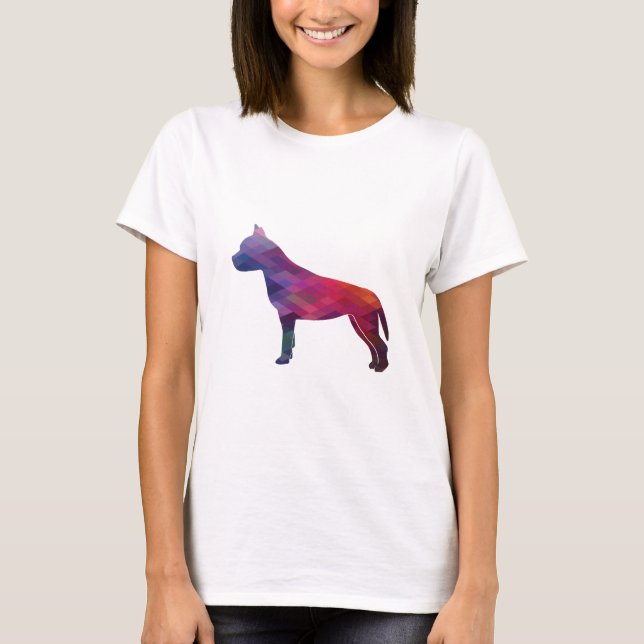 Camiseta Amstaff Dog Geométrica Patterna Silhouette Purple (Frente)
