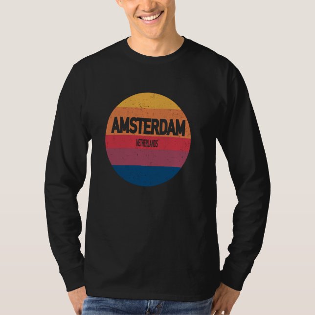 Camiseta Amsterdã Holanda Retro Sunset Souvenir (Frente)
