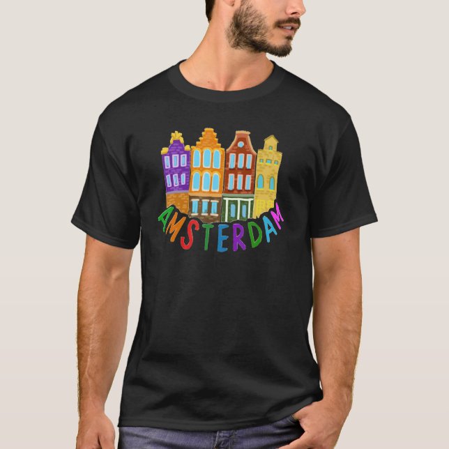 Camiseta Amsterdam City Netherlands souvenir  for men women (Frente)