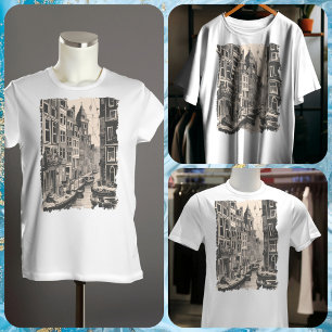 Camiseta Amsterdam Holland Vintage Canal Houses Viagem