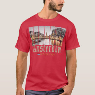 Camiseta Amsterdam Países Baixos à noite Holland vintage so