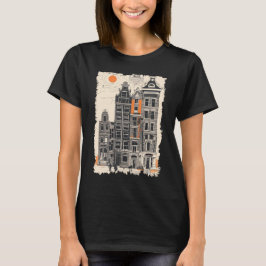 Camiseta Amsterdam Vintage Dutch Street Houses Viagem Art