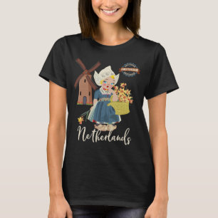 Camiseta Amsterdão, (Holland) menina holandesa holandesa