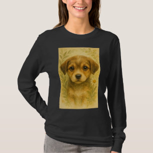 Camiseta Amuleto de cachorrinho de flor silvestre vintage
