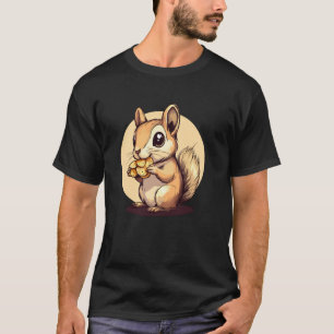 Camiseta Amuleto de Esquilo Adorável Segurando Nozes