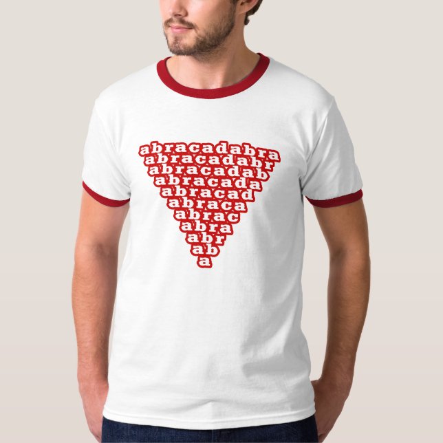 Camiseta Amuleto Mágico do Triângulo Invertido Abracadabra (Frente)
