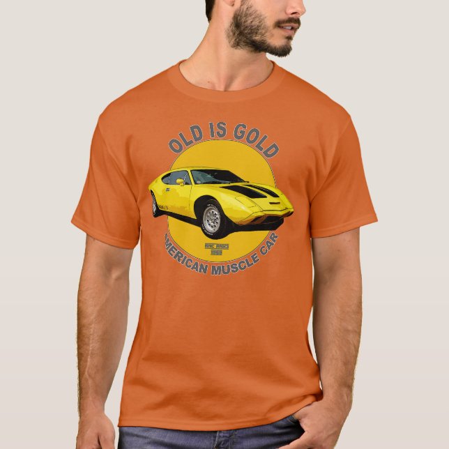 Camiseta AMX American Muscle 60s 70s Antigo é Dourado (Frente)