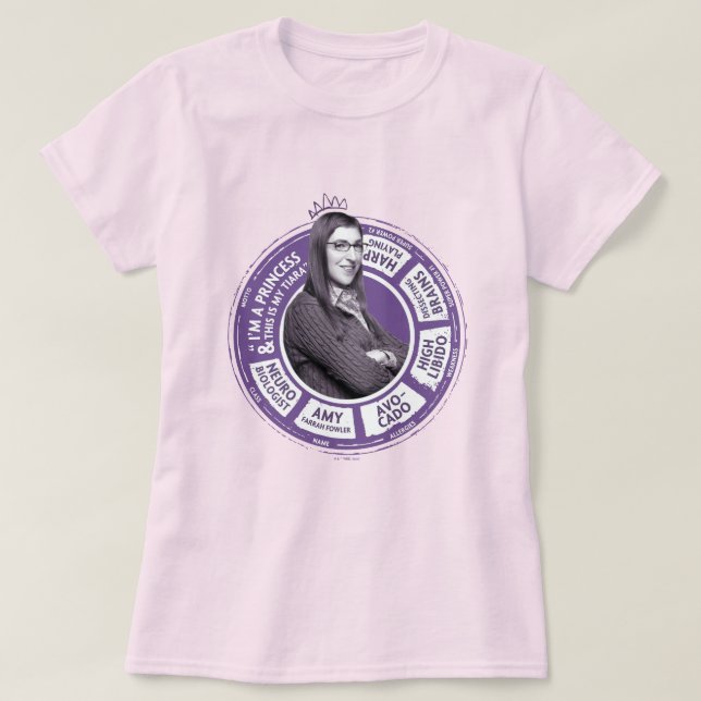 Camiseta Amy Farrah Fowler Info Graphic (Frente do Design)