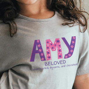 Camiseta Amy garotas dão nome e significam estrelas de flo