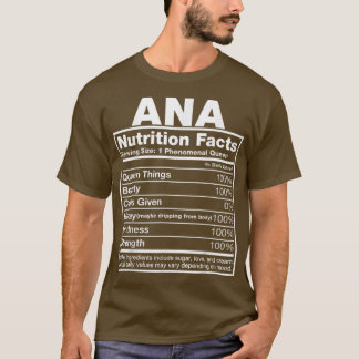 Camiseta Ana Nutrição FatosAna Nome Aniversário