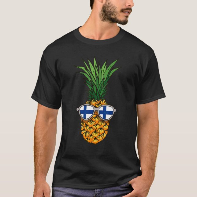 Camiseta Ananás finlandês Sinalizador Finlandês Óculos de s (Frente)
