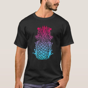 Camiseta Ananás no sintetizador do festival de cores techno