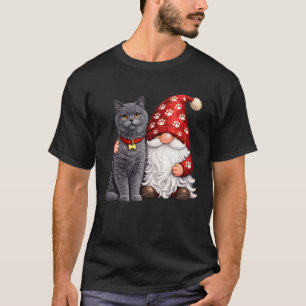 Camiseta Anão de Jardim com Gata Mãe British Shorthair Fofo