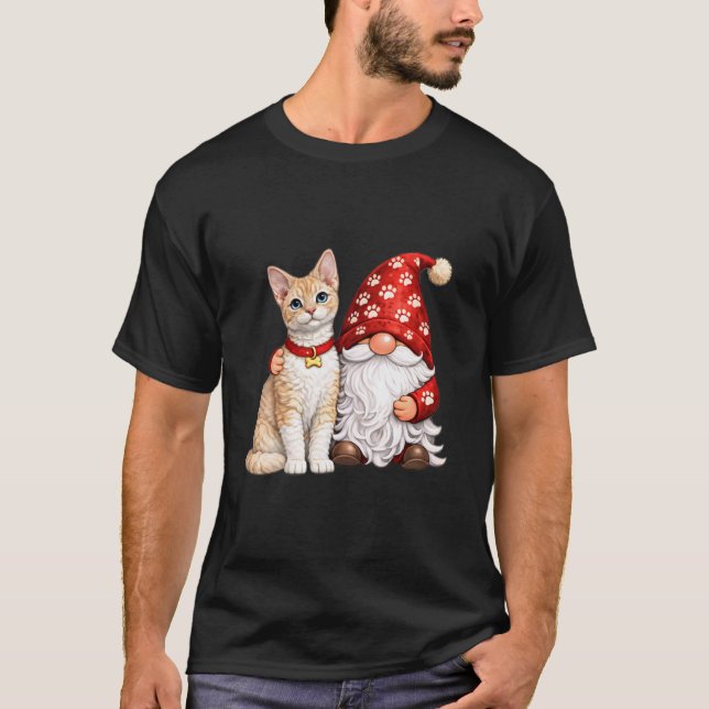 Camiseta Anão de Jardim com Gata Mãe Devon Rex Fofo Mulhere (Frente)