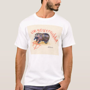 Camiseta Anarquista Ingovernável Hippo. Moo Deng inspirado