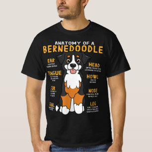 Camiseta Anatomia Bernedoodle Cachorro Engraçado Mãe Pai Bo
