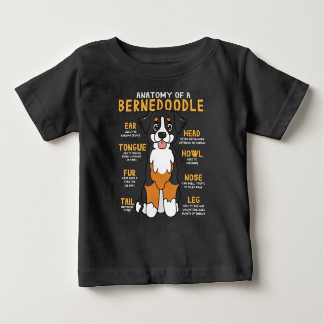 Camiseta Anatomia Bernedoodle Cachorro Engraçado Mãe Pai Bo (Frente)